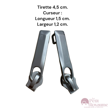 Lot de 2 Tirettes avec curseurs TAC-D gris compatibles valises rigides ou toiles Samsonite, Delsey et d'autres marques