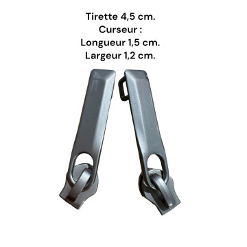 Lot de 2 Tirettes avec curseurs TAC-D gris compatibles valises rigides ou toiles Samsonite, Delsey et d'autres marques