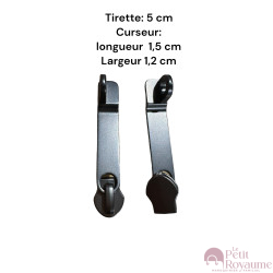 Lot de 2 Tirettes avec curseurs TAC-D gris foncés compatibles valises rigides ou toiles Samsonite, Delsey et d'autres marques