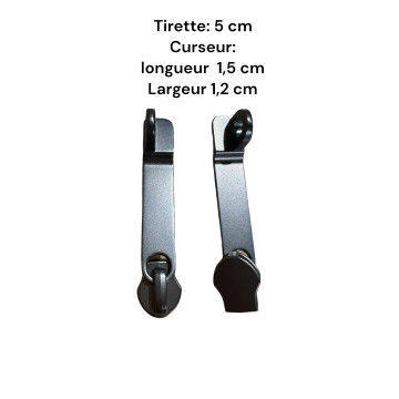 Lot de 2 Tirettes avec curseurs TAC-D gris foncés compatibles valises rigides ou toiles Samsonite, Delsey et d'autres marques