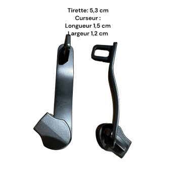 Lot de 2 Tirettes avec curseurs TAC-AD gris foncés compatibles valises rigides ou toiles Samsonite, Delsey et d'autres marques