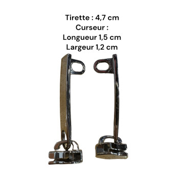 Lot de 2 Tirettes avec curseurs TAC -ADVArgent compatibles valises rigides ou toiles Samsonite, Delsey et d'autres marques