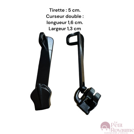 Lot de 2 Tirettes avec curseurs TAC-DAN noirs compatibles valises rigides ou toiles Samsonite, Delsey et d'autres marques