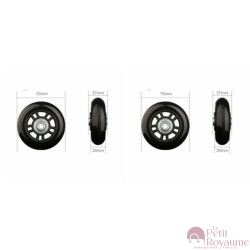 Single replacement wheels (70mmx27mm) for 4-wheeled softside and hardside luggages, suitable for many brands