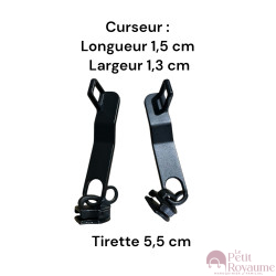 Lot de 2 Tirettes avec curseurs Delsey03 compatibles valises rigides ou toiles Samsonite, Delsey et d'autres marques